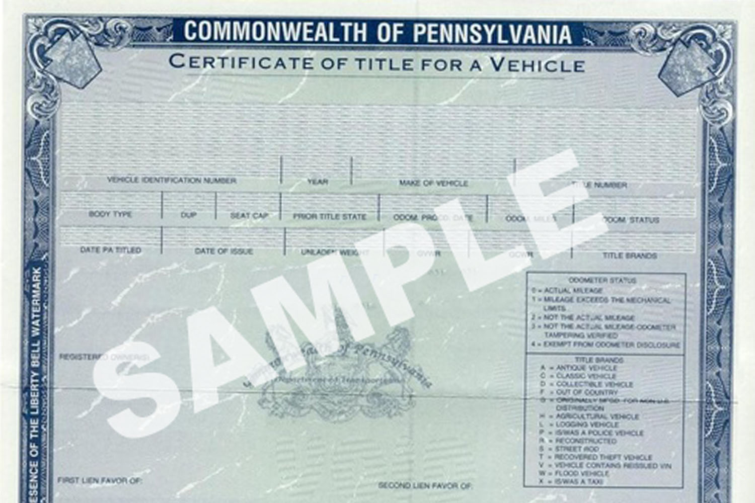 PA TITLE FOR CAR